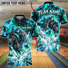 BlueJose Bowling And Pins Armored Knight Horse Galaxy Cosmic Energy Lightning Pins Strike Artwork Customized Name, Team Name 3D Shirt (4 Colors)