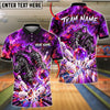 BlueJose Bowling And Pins Armored Knight Horse Galaxy Cosmic Energy Lightning Pins Strike Artwork Customized Name, Team Name 3D Shirt (4 Colors)