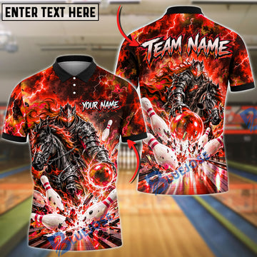 BlueJose Bowling And Pins Armored Knight Horse Galaxy Cosmic Energy Lightning Pins Strike Artwork Customized Name, Team Name 3D Shirt (4 Colors)