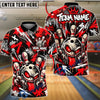 BlueJose Bowling And Pins Angry Monster Skull Tongue Splatter Graffiti Pins Artwork Customized Name, Team Name 3D Shirt (4 Colors)