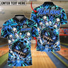 BlueJose Bowling And Pins Evil Monster Teeth Abstract Neon Geometric Pins Strike Artwork Customized Name, Team Name 3D Shirt (4 Colors)