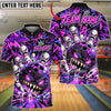 BlueJose Bowling And Pins Evil Monster Teeth Abstract Neon Geometric Pins Strike Artwork Customized Name, Team Name 3D Shirt (4 Colors)