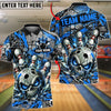 BlueJose Bowling And Pins Evil Skull Glowing Eyes Camo Texture Pins Strike Artwork Customized Name, Team Name 3D Shirt (4 Colors)