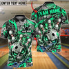 BlueJose Bowling And Pins Evil Skull Glowing Eyes Camo Texture Pins Strike Artwork Customized Name, Team Name 3D Shirt (4 Colors)