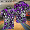 BlueJose Bowling And Pins Evil Skull Glowing Eyes Camo Texture Pins Strike Artwork Customized Name, Team Name 3D Shirt (4 Colors)