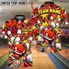 BlueJose Bowling And Pins Comic Pop Art Cartoon Evil Ball Pins Explosion Artwork Customized Name, Team Name 3D Shirt (4 Colors)