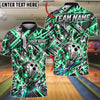 BlueJose Bowling And Pins Cyber Skull Crown Geometric Grid Lines Pins Strike Artwork Customized Name, Team Name 3D Shirt (4 Colors)