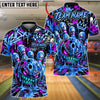 BlueJose Bowling And Pins Toxic Slime Monster Skull Crown Graffiti Pins Artwork Customized Name, Team Name 3D Shirt (4 Colors)