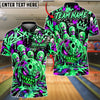 BlueJose Bowling And Pins Toxic Slime Monster Skull Crown Graffiti Pins Artwork Customized Name, Team Name 3D Shirt (4 Colors)