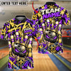 BlueJose Bowling And Pins Royal King Crown Evil Ball Shield Fleur De Lis Pins Artwork Customized Name, Team Name 3D Shirt (4 Colors)