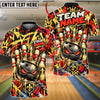 BlueJose Bowling And Pins Royal King Crown Evil Ball Shield Fleur De Lis Pins Artwork Customized Name, Team Name 3D Shirt (4 Colors)