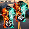 BlueJose Darts Fire And Ice Unicorn Mythical Aura Target Board Graphic Personalized Name, Team Name Unisex Shirt (4 Colors)