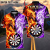 BlueJose Darts Fire And Ice Unicorn Mythical Aura Target Board Graphic Personalized Name, Team Name Unisex Shirt (4 Colors)