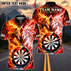 BlueJose Darts Fire And Ice Unicorn Mythical Aura Target Board Graphic Personalized Name, Team Name Unisex Shirt (4 Colors)