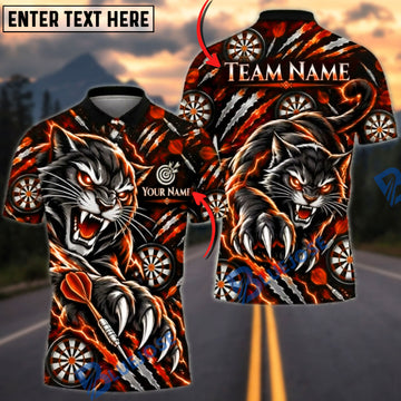 BlueJose Darts Wild Panther Claws Scratch Dartboard Pattern Graphic Personalized Name, Team Name Unisex Shirt (4 Colors)