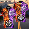 BlueJose Darts Fire And Ice Furious Cat Mascot Dual Element Target Board Graphic Personalized Name, Team Name Unisex Shirt (4 Colors)