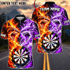 BlueJose Darts Fire And Ice Fierce Shark Mascot Dual Element Target Board Graphic Personalized Name, Team Name Unisex Shirt (4 Colors)