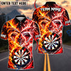 BlueJose Darts Fire And Ice Fierce Shark Mascot Dual Element Target Board Graphic Personalized Name, Team Name Unisex Shirt (4 Colors)
