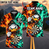 BlueJose Darts Fire And Ice Hooded Duck Mascot Dual Element Target Board Graphic Personalized Name, Team Name Unisex Shirt (4 Colors)