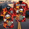 BlueJose Darts Fire And Ice Hooded Duck Mascot Dual Element Target Board Graphic Personalized Name, Team Name Unisex Shirt (4 Colors)
