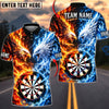 BlueJose Darts Fire And Ice Majestic Eagle Mascot Dual Element Target Board Graphic Personalized Name, Team Name Unisex Shirt (4 Colors)