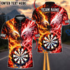 BlueJose Darts Fire And Ice Majestic Eagle Mascot Dual Element Target Board Graphic Personalized Name, Team Name Unisex Shirt (4 Colors)