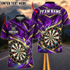 BlueJose Darts Dynamic Sharp Geometric Lines Gold Sparkles Target Board Graphic Personalized Name, Team Name Unisex Shirt (4 Colors)
