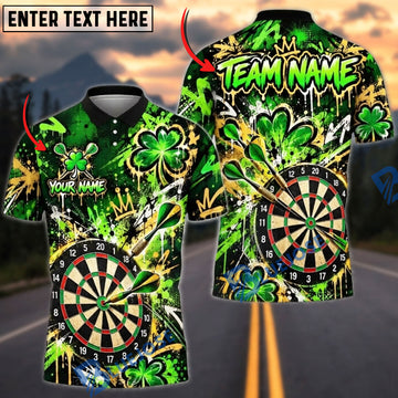 BlueJose Darts Shamrock Clover Flying Darts Golden Rays Target Board Graphic Personalized Name Shirt