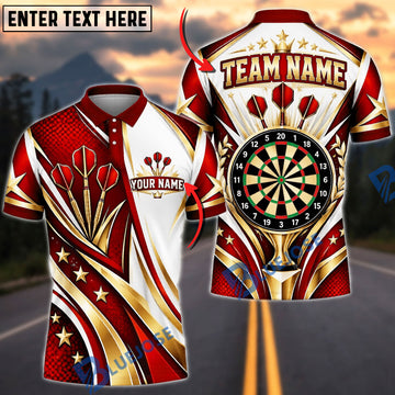 BlueJose Darts Royal Crown Golden Filigree Stars Target Board Graphic Personalized Name, Team Name Unisex Shirt (4 Colors)