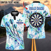 BlueJose Darts Abstract Pastel Paint Splatter Watercolor Flying Darts Target Board Graphic Personalized Name, Team Name Unisex Shirt (4 Colors)