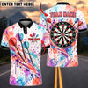 BlueJose Darts Abstract Pastel Paint Splatter Watercolor Flying Darts Target Board Graphic Personalized Name, Team Name Unisex Shirt (4 Colors)