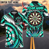 BlueJose Darts Dynamic Halftone Dots Grunge Texture Flying Darts Target Board Graphic Personalized Name, Team Name Unisex Shirt (4 Colors)
