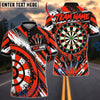 BlueJose Darts Dynamic Halftone Dots Grunge Texture Flying Darts Target Board Graphic Personalized Name, Team Name Unisex Shirt (4 Colors)