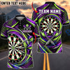 BlueJose Darts Cyber Honeycomb Grid Glowing Swirl Lines Crossed Darts Target Board Graphic Personalized Name, Team Name Unisex Shirt (4 Colors)