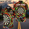 BlueJose Darts Cyber Honeycomb Grid Glowing Swirl Lines Crossed Darts Target Board Graphic Personalized Name, Team Name Unisex Shirt (4 Colors)