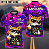 BlueJose Darts Cool Cat Sunglasses Middle Finger Target Board Graffiti Artwork Personalized Name, Team Name Unisex Shirt (4 Colors)
