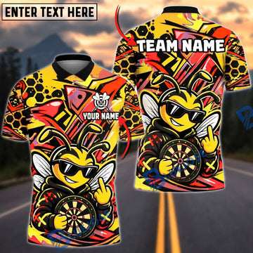 BlueJose Darts Cool Bee Hornet Sunglasses Middle Finger Target Board Graffiti Artwork Personalized Name, Team Name Unisex Shirt (4 Colors)