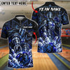 BlueJose Bowling And Pins Medieval Crusader Templar Knight Armor Ball Shattered Pins Graphic Customized Name, Team Name 3D Shirt (4 Colors)
