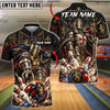 BlueJose Bowling And Pins Medieval Crusader Templar Knight Armor Ball Shattered Pins Graphic Customized Name, Team Name 3D Shirt (4 Colors)
