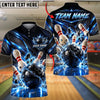 BlueJose Bowling And Pins Golden Energy Rays Explosive Strike Ball Pins Shattered Graphic Customized Name, Team Name 3D Shirt (6 Colors)