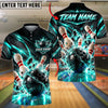 BlueJose Bowling And Pins Golden Energy Rays Explosive Strike Ball Pins Shattered Graphic Customized Name, Team Name 3D Shirt (6 Colors)