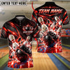 BlueJose Bowling And Pins Golden Energy Rays Explosive Strike Ball Pins Shattered Graphic Customized Name, Team Name 3D Shirt (6 Colors)