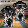 BlueJose Bowling And Pins Golden Energy Rays Explosive Strike Ball Pins Shattered Graphic Customized Name, Team Name 3D Shirt (6 Colors)
