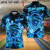 BlueJose Bowling And Pins Neon Cyber Cartoon Character Mascot Cap Sunglasses Flying Pins Graphic Customized Name, Team Name 3D Shirt (4 Colors)