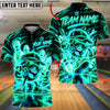BlueJose Bowling And Pins Neon Cyber Cartoon Character Mascot Cap Sunglasses Flying Pins Graphic Customized Name, Team Name 3D Shirt (4 Colors)