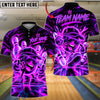 BlueJose Bowling And Pins Neon Cyber Cartoon Character Mascot Cap Sunglasses Flying Pins Graphic Customized Name, Team Name 3D Shirt (4 Colors)
