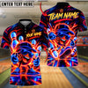 BlueJose Bowling And Pins Neon Cyber Cartoon Character Mascot Cap Sunglasses Flying Pins Graphic Customized Name, Team Name 3D Shirt (4 Colors)