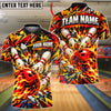 BlueJose Bowling And Pins Fiery Inferno Strike Ball Explosive Pins Broken Rocks Crown Graffiti Artwork Customized Name, Team Name 3D Shirt (4 Colors)
