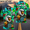 BlueJose Darts Fierce Eagle Mascot Middle Finger Target Board Abstract Rays Graphic Personalized Name, Team Name Unisex Shirt (4 Colors)