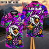 BlueJose Darts Fierce Eagle Mascot Middle Finger Target Board Abstract Rays Graphic Personalized Name, Team Name Unisex Shirt (4 Colors)